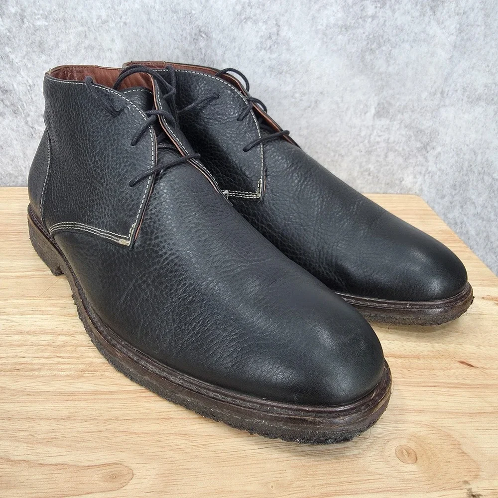 Johnston Murphy Copeland Chukka Boots Mens 12 M Black Sheepskin Leather 25-2021